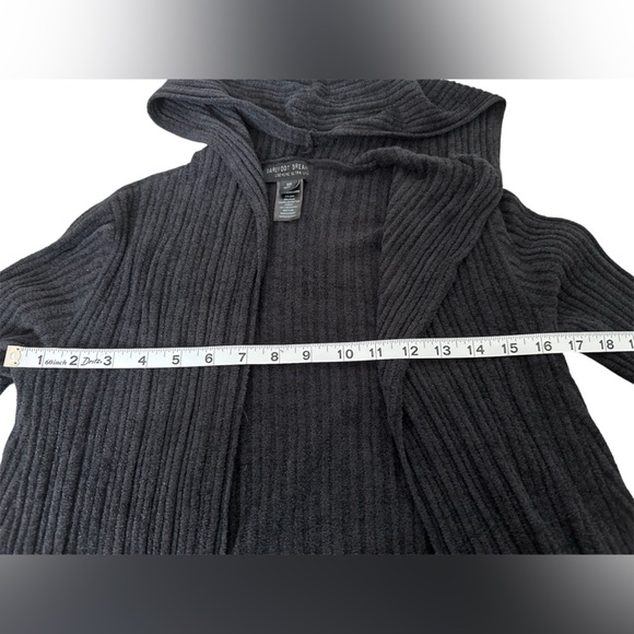 Barefoot Dreams CozyChic Ultra Lite Hooded Open Cardigan Black Size Extra Small - Picture 9 of 9